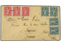 CHILE. Sc.25 (4), 26 (3). (1892 CA.). TALCAHUANO A FRANCIA. 1 Ctvo. Verde (4) Y 2 Cts. Rosa (3). - Autres & Non Classés