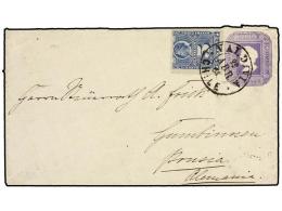 CHILE. 1884. VALDIVIA A ALEMANIA. Entero De 5 Cents. Lila Con Franqueo Adicional De 5 Cts. Azul, Al... - Otros & Sin Clasificación