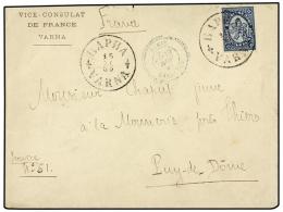 BULGARIA. Mi.18. 1886. VARNA To FRANCE. 25 L. Blue. Arrival Cds. On Back. - Other & Unclassified