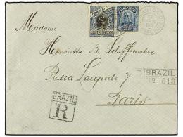 BRASIL. Sc.120, 178. 1909. SAN ANTONIO A PARÍS. 200 Reis Azul Y 500 Reis Azul Y Negro. Carta... - Other & Unclassified