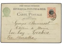 BRASIL. 1898. Postal Stationary Card 100 Reis Black And Rose Cancelled By SAN PAULO Datestamp... - Otros & Sin Clasificación
