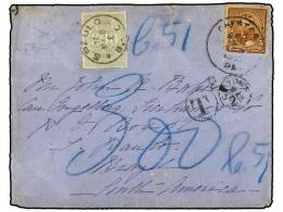 BRASIL. 1893. U.S.A. A S. PAULO. 5 Cts. Castaño (defecto) Tasada A La Llegada Con Sello De Brasil De... - Autres & Non Classés