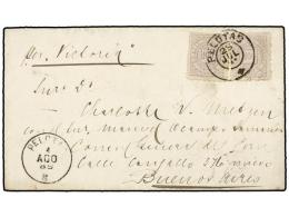 BRASIL. Sc.96 (2). 1889. PELOTAS A BUENOS AIRES. 100 Reis Lila (2). MUY BONITA. - Other & Unclassified