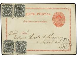 BRASIL. 1884. ITATIBE A SANTOS. Entero Postal De 20 Reis Con Franqueo Adicional De 20 Reis Verde (4).... - Otros & Sin Clasificación