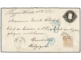 BRASIL. Sc.85. 1889. JACAREHY A BRUSELAS (Bélgica). Entero Postal De 200 Reis Negro Con Franqueo... - Otros & Sin Clasificación