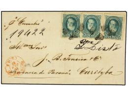 BRASIL. Sc.72(3). 1882. RIO A CURITIBA. 100 Reis Verde (3), Manuscrito ´por Cervantes´, Leve... - Otros & Sin Clasificación