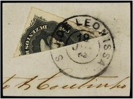 BRASIL. Sc.66a. 1878. 200 Reis Negro Bisectado Sobre Fragmento. Mat. Fechador S.J. DE LEONISSA. MUY... - Otros & Sin Clasificación