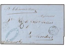 BRASIL. 1865 (14-Julio). PERNAMBUCO (Brasil) A FRANCIA. Fechador Octogonal BRESIL/ESTREMADURE (Salles 1010).... - Otros & Sin Clasificación