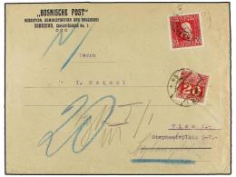 BOSNIA-HERZEGOVINA. 1915. SARAJEVO To WIEN. 10 H. Red, Taxed On Arrival With Austrian 20 Heller Red... - Andere & Zonder Classificatie