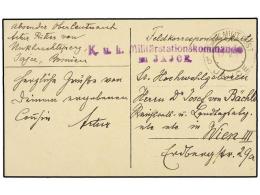 BOSNIA-HERZEGOVINA. 1915. Postcard To WIEN. JAJCE Cds And K.U.K. MILITARSTATIONSKOMMANDO JAJCE.... - Sonstige & Ohne Zuordnung