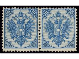 * BOSNIA-HERZEGOVINA. Fe.6Ib. 1879. 10 Kr. Milk Blue, Perf. 12, Pair. Fresh And Fine.... - Autres & Non Classés