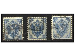 ° BOSNIA-HERZEGOVINA. Fe.6I (3). 1879. 10 Kr. Blue, Perf. 9 1/4 Different Cancels, Minor Perf. Faults.... - Other & Unclassified