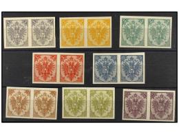 (*) BOSNIA-HERZEGOVINA. Fe.2/8. 1879. Complete Set 1 Kr. To 25 Kr. IMPERFORATE Pairs (without Gum As Issued... - Sonstige & Ohne Zuordnung