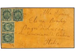 BOLIVIA. Sc.42 (4). 1897. UYUNI A ITALIA. 5 Cts. Verde (4). Mat. LÍNEAS PARALELAS En Violeta.... - Otros & Sin Clasificación