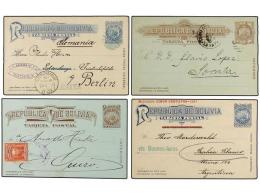 BOLIVIA. 1891-1917. 4 Enteros Postales De 1 Ctvo. (2) Y 2 Ctvos. (2) Diferentes Circulados. - Autres & Non Classés