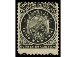 (*) BOLIVIA. Sc.14. 1868. 500 Ctvos.  Black, Nine Stars, Without Gum. - Otros & Sin Clasificación