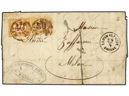 LEVANTE: CORREO AUSTRIACO. 1871 (29 Agosto). SMYRNA A MILAN (Italia). Fechador LLOYD AGENZIE/SMIRNE, Tasada... - Autres & Non Classés