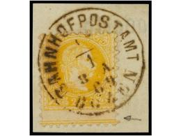 AUSTRIA. Mi.35I. 1867. 2 Kr. Yellow On Piece. Interesting Variety Of Perforation. - Other & Unclassified