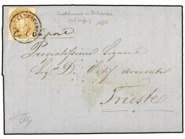 AUSTRIA. Mi.34. 1864. CASTELNOVA To TRIEST. 15 Kr. Brown CASTELNUOVO/DALMAZIA Cancel And Manuscript... - Autres & Non Classés