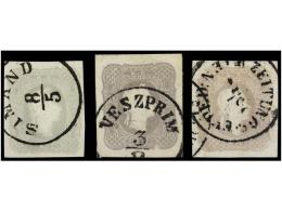 ° AUSTRIA. Mi.23 (3). 1861. 1,05 Kr. Lilac. 3 Stamps, Very Fine Cancels. Michel.600€. - Andere & Zonder Classificatie