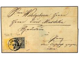 AUSTRIA. 1859. Cover To PRAGUE Franked By 1858-59 Type II 2 Kr. Yellow And Type I 3 Kr. Black Tied By... - Altri & Non Classificati