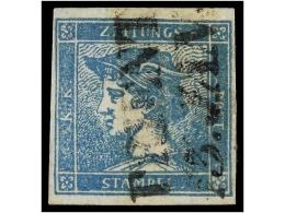 ° AUSTRIA. Mi.6Ig. 1851. 0,60 Kr. Blue Ribbed Paper. FINE. Michel.280€. - Autres & Non Classés