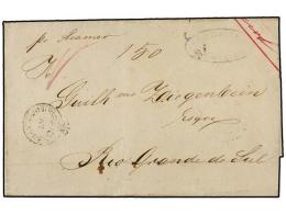 ARGENTINA. 1856. BUENOS AIRES A RIO GRANDE DO SUL (Brasil). Marc PAID/AT/BUENOS AIRES. MAGNÍFICA. - Other & Unclassified