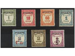 ** ANDORRA: ANDORRA FRANCESA. Yv.T-9/15. 1931-32. Complete Set, Never Hinged. Yvert.1.270€. - Other & Unclassified