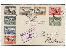 ALBANIA. 1925. TIRANA To VALONA. FIRST FLIGHT. Cover Franked With Complete Set (Mu. 3). - Autres & Non Classés