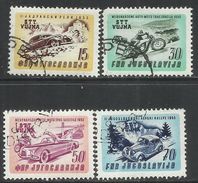 TRIESTE B 1953 CORSE AUTOMOTOCICLISTICHE RACING YUGOSLAVIA SOPRASTAMPATO JUGOSLAVIA OVERPRINTED SERIE SET USATA USED - Gebraucht