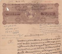 RAJPEEPLA  State  15 Rupee  Part Stamp Paper Type 20 FAULTS  # 96773  Inde Indien India  Fiscaux  Revenue - Rajpeepla