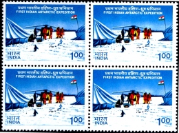 POLAR PHILATELY-FIRST INDIAN ANTARCTIC EXPEDITION-BLOCK OF 4-INDIA-1983-MNH-H1-455 - Forschungsprogramme