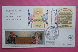 1989 FDC  Soie Bicentenaire De La Révolution Française - French Revolution