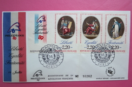 1989 FDC EXPO PHILEXFRANCE  TRYPIQUE BICENTENAIRE REVOLUTION - Revolución Francesa