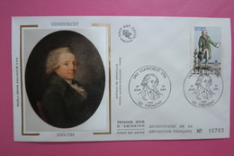 1989 FDC  Soie Bicentenaire De La Révolution Française CONDORCET - Révolution Française