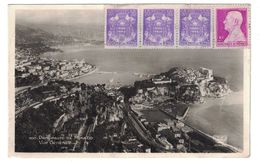 1947 - CARTE POSTALE DE MONACO AFFRANCHIE À 4F50 POUR LA FRANCE Avec N° 252 BANDE DE 3 + 282 (VUE GÉNÉRALE) - Cartas & Documentos