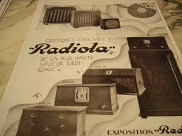 ANCIENNE PUBLICITE RADIOPHONE EXPOSITION RADIOLA  1929 - Manifesti & Poster