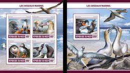 Niger 2017, Animals, Seabirds, 4val In BF +BF IMPERFORATED - Albatros