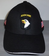 Casquette Noire AIRBORNE 101st SCREAMING EAGLES JEEP CAP US VO MILITARIA US PARA - Hoeden