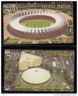 India MNH 2010, Set Of 2, Sport, Commonwealth Games, Talkatora Stadium (Boxing), Jawaharlal Nehru (Football Cricket, Etc - Nuevos