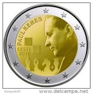 Pièce Commémorative 2 Euro UNC Estonie 2016 "  100 éme Anniversiare De La Naissance DePaul Kérès " - Estonie