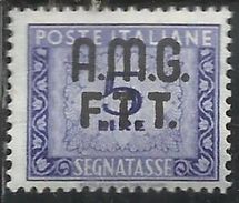 TRIESTE A 1947 - 1949 AMG-FTT SOPRASTAMPATO D´ITALIA OVERPRINTED SEGNATASSE POSTAGE DUE TASSE TAXE LIRE 5 MLH - Taxe