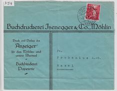 1937 Leventina 198/274 Rollen - Stempel: Möhlin To Basel (Buchdruckerei Jsenegger & Co.) 2.III.37 - Coil Stamps