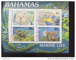 BAHAMAS  409 A  MINT NEVER HINGED MINI SHEET OF FISH-MARINE LIFE  ; CORALS - Fische