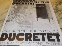 ANCIENNE PUBLICITE RADIOPHONIQUE  DUCRETET 1928 - Autres & Non Classés