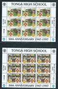 Tonga 1997 High School Anniversary Set Of 4 In Full Sheets Of 9 With Margins, Specimen Overprint MNH - Tonga (1970-...)