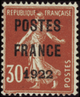 N° 3 8 30c Semeuse Rouge "Postes France 1922"  Qualité: (*) Cote: 875  - Autres & Non Classés