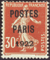 N° 3 2 30c Semeuse Rouge "Postes Paris 1922"  Qualité: * Cote: 750  - Autres & Non Classés