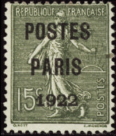 N° 3 1 15c Semeuse Lignée "Postes Paris 1922"  Qualité: (*) Cote: 500  - Other & Unclassified