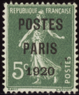 N° 2 4 5c Semeuse Vert "Postes Paris 1920"  Qualité: (*) Cote: 170  - Andere & Zonder Classificatie